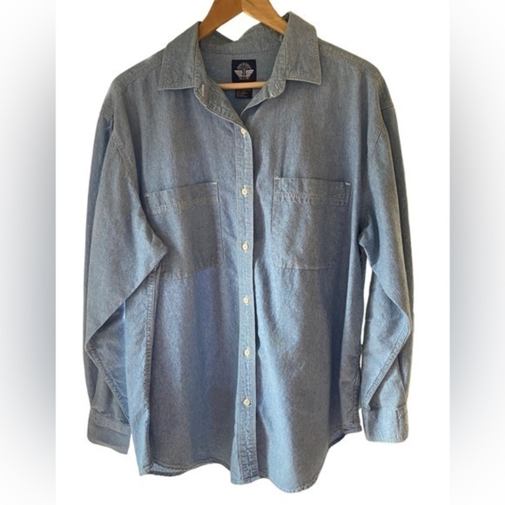 Dockers Men’s blue denim button down long sleeve cotton shirt L shacket